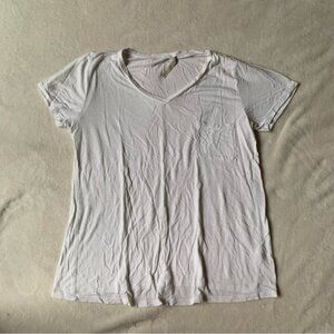 Active Basic White Short Sleevev-Neck T-Shirt